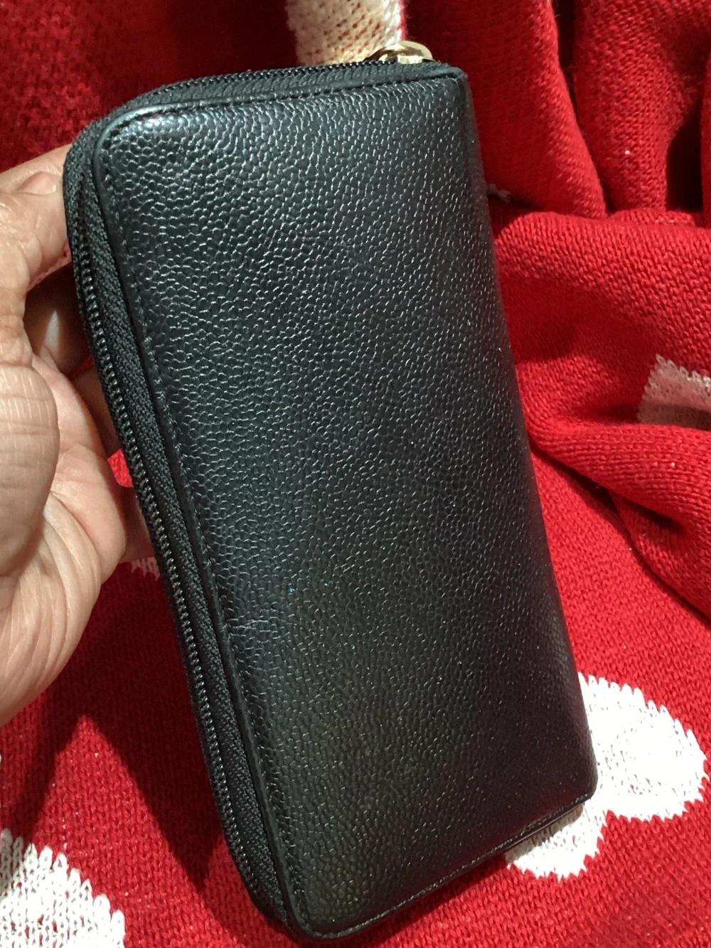 CHANEL Black Quilted CC Zip-Around Wallet